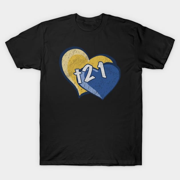 T21 Trisomy 21 Heart T-Shirt by Tricera Tops